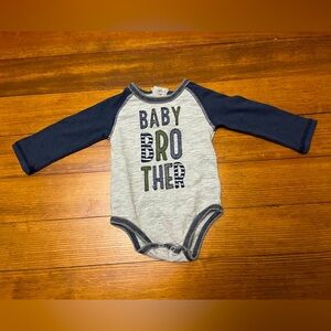 Mud Pie Baby Brother Navy & Gray Long-Sleeve One-Piece Bodysuit Size 3-6 Months
